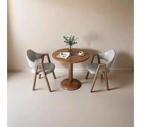 Juego de mesa y silla de oficina, mesa de comedor redonda para 2 personas con patas de metal, diseño de mediados de siglo, ideal para cafeterías, salones de belleza y comedores pequeños