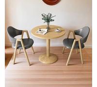 Juego de mesa y silla de oficina moderna de mediados de siglo para 2 personas, mesa de comedor pequeña redonda con patas de metal, elegante mesa de café y ocio (gris oscuro + madera)