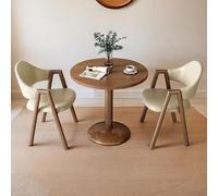 Juego de mesa y silla de oficina para 2 comedores de mediados de siglo, mesa redonda y sillas, mesa de comedor pequeña con patas de metal, mesa de café y salón de belleza (blanco)