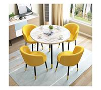 Juego de mesa y silla de sala de estar, combinación moderna y minimalista, mesa y silla, restaurante, cocina, mesa de comedor redonda de madera maciza (color: polvo) (amarillo)