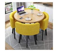 Juego de mesa y silla para el hogar, sala de estar, moderno, cocina, oficina, 80 cm, mesa redonda pequeña, balcón, cafetería, casual, mesa de recepción de estilo simple (color: azul) (amarillo)