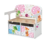 Juego de mesa y silla para niños, de actividades convertible con 2 contenedores de tela extraíbles, de almacenamiento de juguetes convertible de madera para y dormitorio, conversión sin herramientas