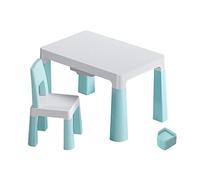 Juego de mesa y silla para niños, mesa y silla de estudio multifuncional para niños, 4 cojines elevados + cajones dobles, para lectura, comida y juegos de 3 a 10 años, estable y duradero/A / 7