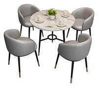 Juego de mesa y silla para sala de estar, diseño moderno, estilo minimalista, mesa de recepción y silla de mármol simple balcón (color: marrón) (gris claro)