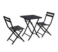 Juego de mesa y silla plegables de 3 piezas, mesas de café de hierro al aire libre para el hogar, balcón, terraza, cafetería y tienda de té con leche, muebles de comedor portátiles