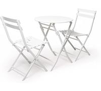 Juego de mesa y silla plegables de 3 piezas para exteriores, muebles de patio de metal con 2 sillas y 1 mesa para jardín, patio trasero, camping y picnic