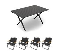 Juego de mesa y silla portátil de camping - Mesa plegable resistente de 120 cm con 6 sillas para uso al aire libre, picnics, fiestas en el jardín, catering