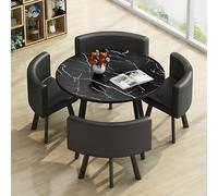 Juego de mesa y silla redonda de madera de 4 plazas, para comedor, cocina, patio, oficina, sala de conferencias pequeña y uso de negociación