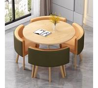 Juego de mesa y silla redonda de madera para 4 personas para comedor, patio y cocina, funciona como pequeño escritorio de negociación de conferencias
