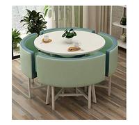 Juego de mesa y silla simple de diseño moderno, mesa redonda para balcón, sala de estar, comedor, oficina, sala de reuniones, salón, 4 sillas de cuero, cafetería, salón de belleza, mesa de ocio (verde
