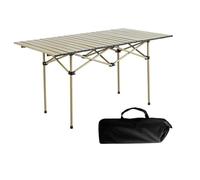 Juego de mesa y sillas de camping plegables portátiles ligeras con bolsa de transporte de alta capacidad de carga, ideal para picnic y actividades al aire libre, tamaño: 120 cm, color: caqui