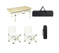 Juego de mesa y sillas de camping plegables y portátiles ligeras con bolsa de transporte, mesa de picnic compacta al aire libre (120 cm, caqui), alta capacidad de carga para viajes y camping