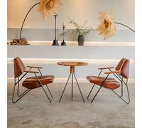 Juego de mesa y sillas de comedor, diseño moderno de mediados de siglo con mesa redonda y 2 sillas que ahorran espacio para bistró y espacios pequeños