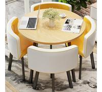 Juego de mesa y sillas de comedor, juego de comedor moderno de grano de madera redondo de 5 piezas con cuatro sillas de ala para sala de estar, balcón, oficina, restaurante, 35.4 x 28.7 pulgadas