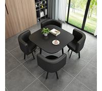 Juego de mesa y sillas de mármol para 4 personas, escritorio de recepción de oficina, salón, muebles de sala de estar con cuatro sillas, colección de mesa de comedor redonda y sillas