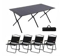 Juego de mesa y sillas de picnic plegables portátiles, mesa de campamento plegable ligera con marco de acero al carbono, diseño compacto enrollable para playa, patio, actividades al aire libre