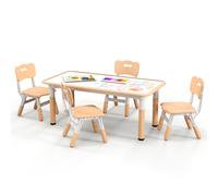 Juego de Mesa y Sillas para Niños de 4 Piezas, Mesa y Sillas Ajustables con Escritorio para , Mesa de Actividades y Estudio para Niños con 4 Asientos