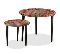 Juego de mesas de centro con detalles chindi 2 uds multicolor