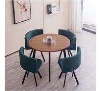 Juego de mesas y sillas de recepción, mesa de café y silla, mesa redonda moderna de ocio, simple 1 mesa, 4 sillas, cafetería, salón, balcón, sala de estar, cocina, mesa de comedor, 4 (verde oscuro