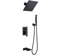 Juego de Mezclador con Sistema de Grifo de Ducha, Accesorios de Ducha para bañera, Cabezal de Ducha Tipo Lluvia de 8-10 Pulgadas y Cabezal de Ducha de Mano con Grifo en Cascada, Kit de Sistema de