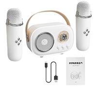 Juego de micrófono de altavoz de karaoke para niños,Altavoces pequeños de karaoke, pequeño karaoke con dos micrófonos, juego de altavoces de micrófono portátil para el hogar con cable de carga