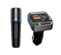 Juego de micrófono para coche 5.3 con transmisor FM reproductor MP3, adaptador de cargador dual USB para vehículos de 12 V y 24 V