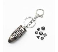 Juego de mini dados de metal DND con forma de bala hueco D20, llavero D20, juego de dados de metal antiguo y pequeño, portátil, 7 piezas, juego de dados sangriento