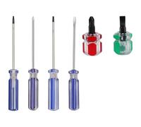 Juego de mini destornilladores - 4 piezas y 6 destornilladores de acero al carbono con mango ergonómico antideslizante de plástico para electrónica, computación ()