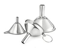 Juego de mini embudo de acero inoxidable de 3 tamaños, pequeños embudos de metal para llenar botellas, frascos, líquidos, polvo, aceite esencial, líquido, utensilio de cocina