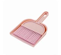 Juego de mini escoba y recogedor, kit de limpieza compacto de escritorio con cerdas suaves para encimera de cocina de oficina, cepillo de mano semicircular y pala, azul (rosa claro)