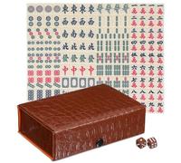 Juego de Mini Fichas de Mahjong - 146 Piezas. Juego Portátil de Mahjong Chino con Estuche Y Dados para Viajes Familiares, Acampadas Y Reuniones Sociales. Dimensiones: 2 Cm X 1,5 Cm X 1 Cm.