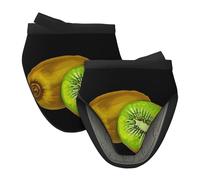 Juego de mini guantes de horno de silicona de talla única, soportes para ollas con estampado de kiwi para hornear, asar, microondas y camping