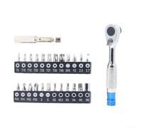 Juego de mini llaves de trinquete de 72 dientes mango reversible con soporte magnético para puntas Torx T8-T40 PH - Herramienta compacta de 100 mm para reparación de automóviles y proyectos de