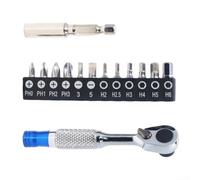 Juego de mini llaves de trinquete de 72 dientes mango reversible con soporte magnético para puntas Torx T8-T40 PH - Herramienta compacta de 100 mm para reparación de automóviles y proyectos de