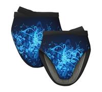 Juego de mini manoplas de horno de silicona con estampado de notas musicales azules, protección para hornear, cocinar, asar y acampar, talla única