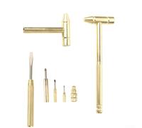 Juego de mini martillo y destornillador de latón 6 en 1, herramienta de bolsillo multifunción con puntas cruzadas ranuradas para reparación de joyas de relojes y tareas de bricolaje