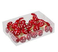 Juego de mini setas con alambre de alambre, decoración navideña, decoración de otoño, decoración de mesa, manualidades, jardín de hadas, macetas, bonsáis, decoración, rojo y blanco (40 mm, 36)