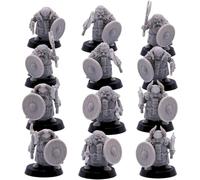 Juego de miniaturas Dwarf Longbeards - 12 enanos con hacha y escudo para RPG fantasía | Plantillas de juegos de guerra a escala de 28 mm | DnD, Pathfinder, juegos de mesa | Miniaturas Kyoushuneko |
