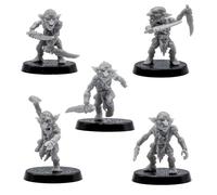 Juego de miniaturas Goblin - 5 pequeñas figuras de fantasía para juegos de rol de mesa | Monstruos a escala de 32 mm | DnD, Pathfinder, Wargames | Miniaturas de camino forjado | Modelos de resina gris