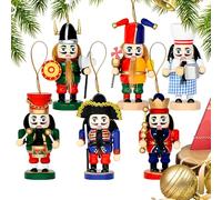 Juego de miniaturas navideñas, Media docena de muñecas de infantería, navideños de Cascanueces, Bolas Colgantes con Cintas vivas, escaparates de Temporada Pintados a Mano | de Estufa