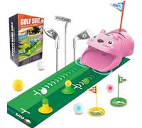 Juego de minigolf para niños, 21 piezas de juguete para exteriores con 3 palos de golf retráctiles, 8 bolas, alfombrilla de putting para el hogar, interior y exterior, maletín de golf, juguete para
