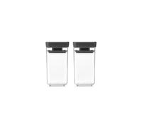 Juego de minitarros apilables TASTY+ Brabantia | Recipientes herméticos para especias y hierbas | 2 tarros transparentes de 0,15 L sin BPA con tapas con cierre de silicona | Dark Grey
