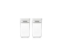 Juego de minitarros apilables TASTY+ Brabantia | Recipientes herméticos para especias y hierbas | 2 tarros transparentes de 0,15 L sin BPA con tapas con cierre de silicona | Light Grey