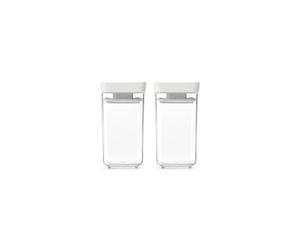 Juego de minitarros apilables TASTY+ Brabantia | Recipientes herméticos para especias y hierbas | 2 tarros transparentes de 0,15 L sin BPA con tapas con cierre de silicona | Light Grey