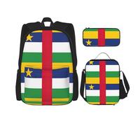 Juego de mochila de 3 piezas con estampado de bandera de África Central, mochila para laptop, juego de mochila ligera con bolsa de almuerzo y estuche para lápices