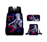 Juego de mochila de anime de 3 piezas, Luka/Mizi/Iván/Till con estampado de figuras, bolsa escolar de un solo hombro, estuche para lápices, mochila casual para laptop, para adolescentes, niños y niñas