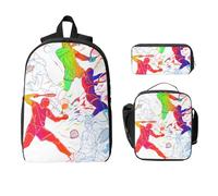 Juego de mochila de pelotas de tenis para niñas y niños con bolsa de almuerzo, estuche para lápices, pelota deportiva, 3 piezas, bolsas escolares, lonchera aislada, regalos para mujeres y hombres