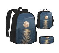 Juego de mochila escolar con diseño de cactus en acuarela, bolsa de almuerzo, estuche para lápices, mochilas escolares para adolescentes y niñas, luna brillante, color, 5.0cm*10.5cm*20.5cm, Estuche para lápices