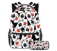 Juego de mochila escolar para adolescentes, mochila con estuche para l醦ices para primaria, cartas de juego de as dispersas