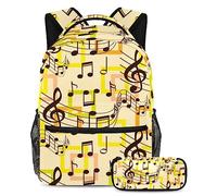 Juego de mochila escolar para adolescentes, mochila con estuche para l醦ices para primaria, secundaria, secundaria, notas musicales y clave